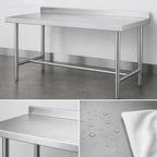 Thumbnail image #3 for Klinger's Trading HBST2472 72-Inch x 24-Inch Stainless Steel Work Table with 2-Inch Rear Up-Turn and Open H-Base