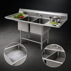 Thumbnail image #3 for Eagle Group Spec-Master FN2448-2-18-14/3 Two-Compartment Stainless Steel Sink, 24 x 24 x 14 in Bowls, Dual 18 in Drainboards