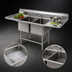 Thumbnail image #3 for Eagle Spec-Master FN Series Two-Compartment Stainless Steel Sink with Dual 18-Inch Drainboards
