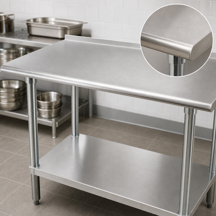 Product image #3 for Advance Tabco FSS-3612 144-Inch x 36-Inch Stainless Steel Work Table with 1-1/2-Inch Rear Up-Turn and Adjustable Undershelf
