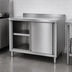 Thumbnail image #3 for Klinger's Trading 60 Inch x 24 Inch Stainless Steel Enclosed Work Table with Sliding Doors and Middle Shelf
