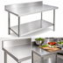 Thumbnail image #3 for Omcan USA 30 x 30 Inch 20-Gauge 430 Stainless Steel Corner Work Table with 4-Inch Backsplash and Undershelf