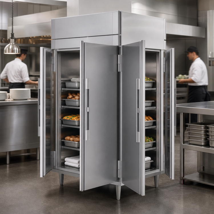 Product image #3 for Victory UltraSpec Pass-Thru Heated Holding Cabinet, 2-Section, 46.5 Cu. Ft., 4 Solid Hinged Doors