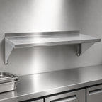 Thumbnail image #3 for BK Resources BKWS-1272 72-Inch x 12-Inch Wall-Mounted Shelf, 18-Gauge 304 Stainless Steel, Rear Up-Turn