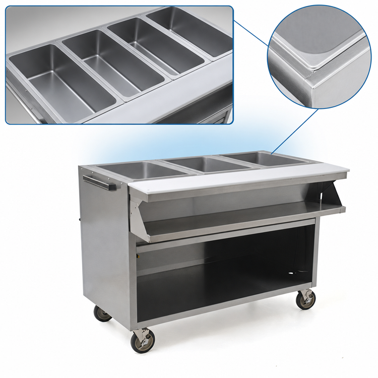 Product image #3 for Spec-Master SPHT4OB-240-3 4-Well Electric Open Base Mobile Hot Food Table with AutoFill