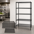 Thumbnail image #3 for Quantum WR86-2460BK-5 60"W x 24"D x 86"H Stationary Wire Shelving Starter Unit, 5 Shelves, Black Epoxy