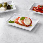 Thumbnail image #3 for American Metalcraft MMP8 Mini Rectangular Melamine Serving Plate, White, 8-1/2 x 5-3/4 x 1 Inch Case of 48