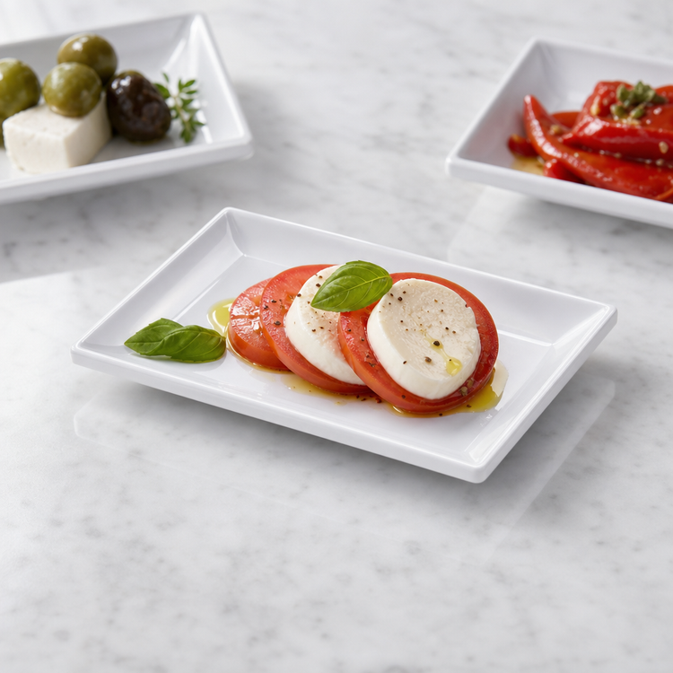 Product image #3 for American Metalcraft Mini Rectangular Melamine Serving Plate, White, 8-1/2 x 5-3/4 x 1 Inch