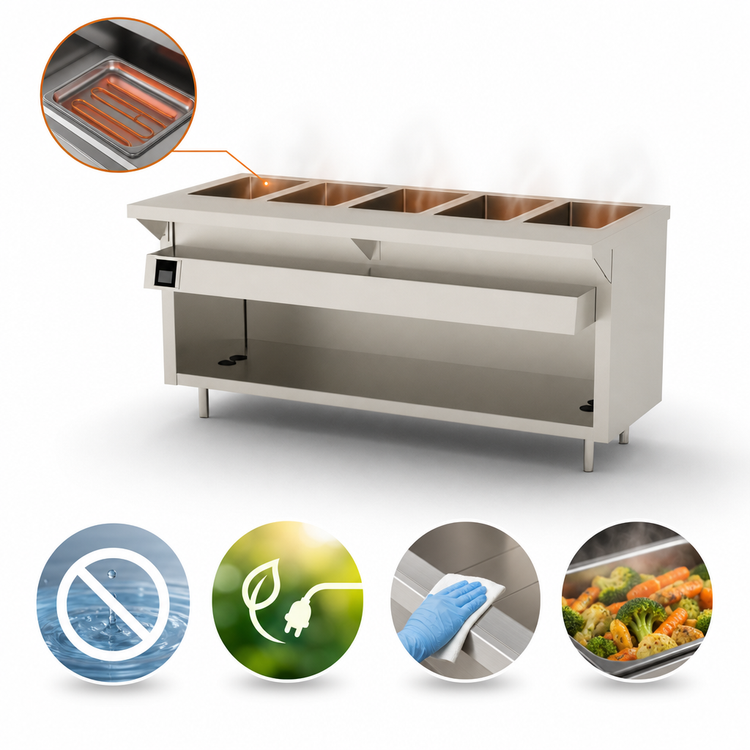 Product image #3 for Thurmaduke EW-5-DLSS 5-Well Electric Deluxe Waterless Hot Food Unit