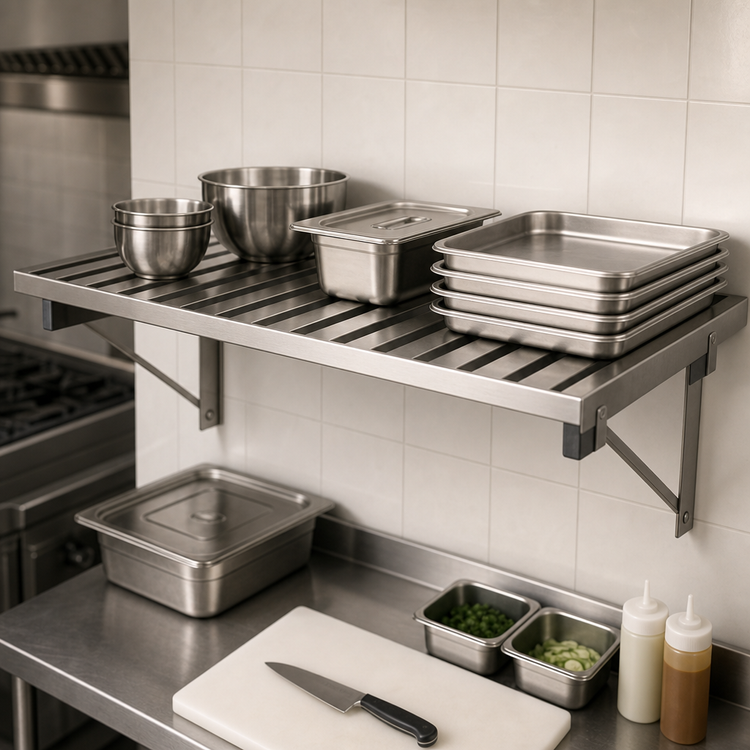 Product image #3 for Eagle Group Cooking Line Heavy Duty Wall-Mounted Stainless Steel Shelf, 48 W x 18 D Inches