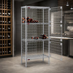 Thumbnail image #3 for Eagle Group BW1436C-SC 3-Tier Chrome Bulk Wine Storage Rack with Hinged Security Doors, 180-Bottle Capacity, 36 x 14 x 74 Inches