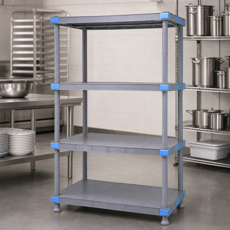 Product image #3 for Millenia 4-Shelf Solid Polymer Stationary Starter Shelving Unit, 42"W x 21"D x 62"H