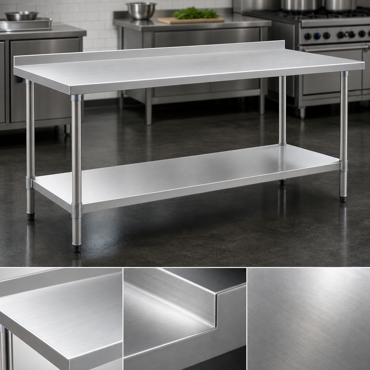 Product image #3 for Eagle Spec-Master 108-Inch Stainless Steel Work Table with Adjustable Undershelf and Rear Up-Turn