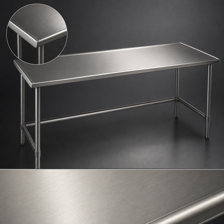 Product image #3 for Eagle Group Spec-Master Marine Series Work Table, 84 x 30 Inches, 14/300 Series Stainless Steel Top, Open Base