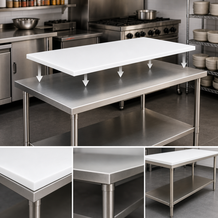 Product image #3 for John Boos 84" x 24" Reversible Poly Work Table Top Replacement, 1/2" Thick