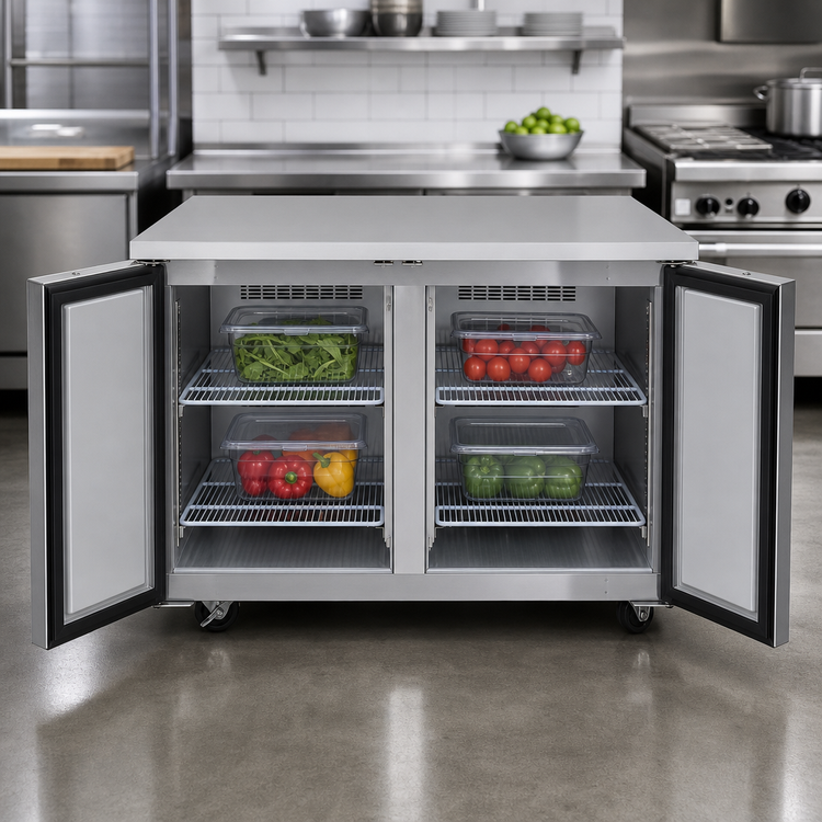 Product image #3 for Turbo Air M3 Series 48-Inch Two-Section Undercounter Refrigerator with Rear-Mounted Self-Contained Refrigeration, Solid Swing Doors, 12.2 Cu. Ft.