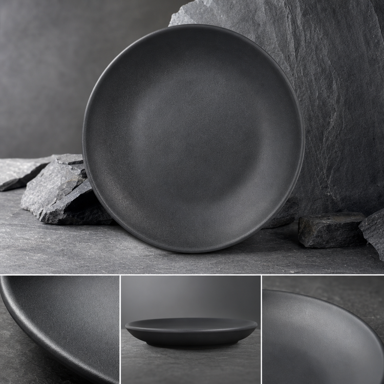 Product image #3 for Ridge 10-1/2 Inch Free Form Melamine Dinner Plate, Slate
