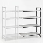 Thumbnail image #3 for Cambro Camshelving® Elements EXA186084S4480 4-Tier Solid Add-On Polymer Shelving Unit, 18"D x 60"W x 84"H, Speckled Gray