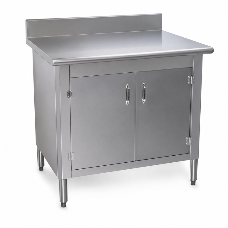 Product image #3 for Eagle Group 48" x 30" Enclosed Work Table with Cabinet Kit, Sliding Doors, 4-1/2" Backsplash
