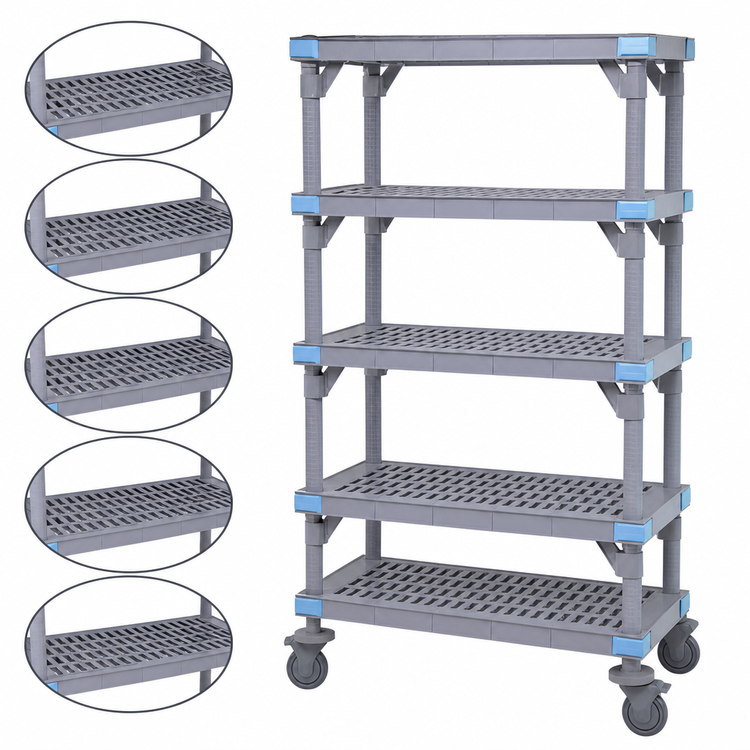 Product image #3 for Millenia Mobile Polymer Starter Shelving Unit, 5 Shelves, 42 x 18 x 62 Inches, Gray