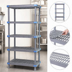 Thumbnail image #3 for Quantum Millenia QP213050VS-5 Polymer Starter Shelving Unit, 30" W x 21" D x 50" H, 5 Open Grid Shelves, Gray