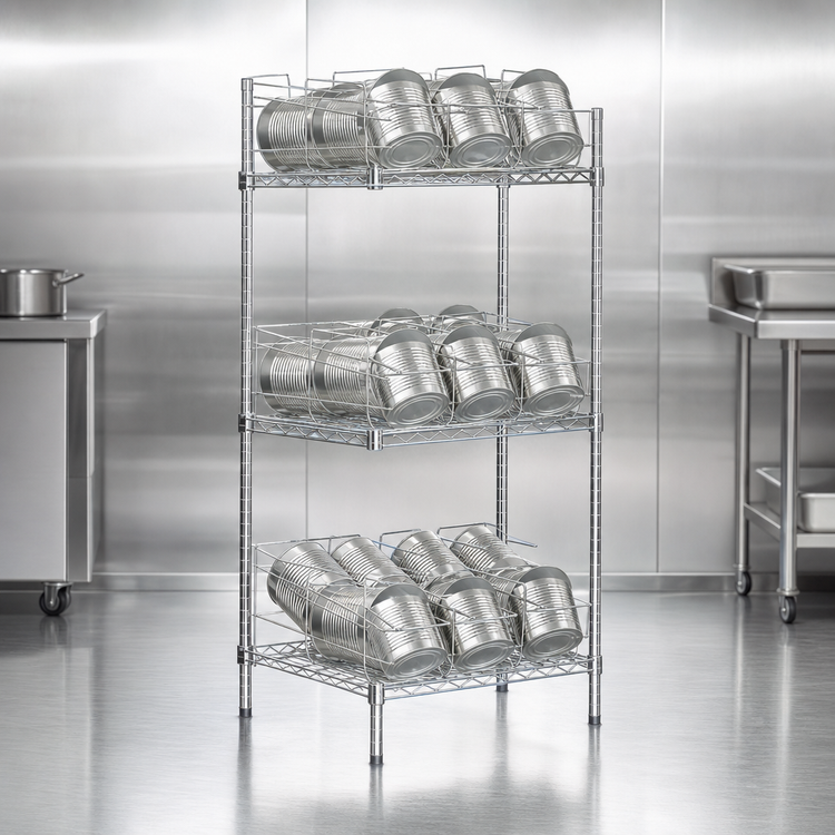 Product image #3 for Eagle Group 3-Tier Can Rack Storage System for #10 Cans, Chrome-Plated Mild Steel, 96-Can Capacity