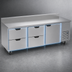 Thumbnail image #3 for Beverage-Air Three-Section Worktop Refrigerator with 4 Drawers and 1 Door, 93 Inches, Side-Mounted Self-Contained, Stainless Steel