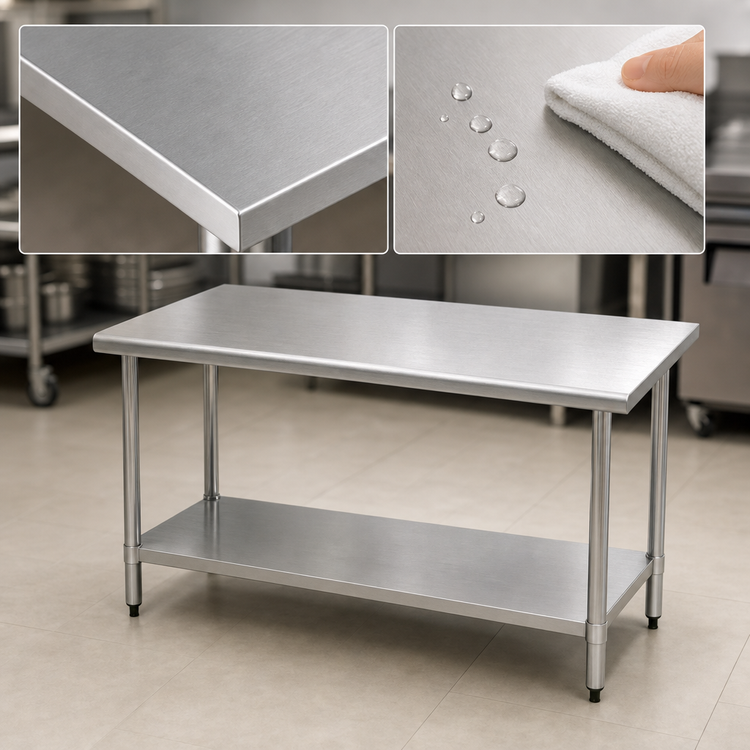 Product image #3 for BlendPort® Budget Series 72-Inch x 30-Inch 430 Stainless Steel Work Table with Adjustable Undershelf