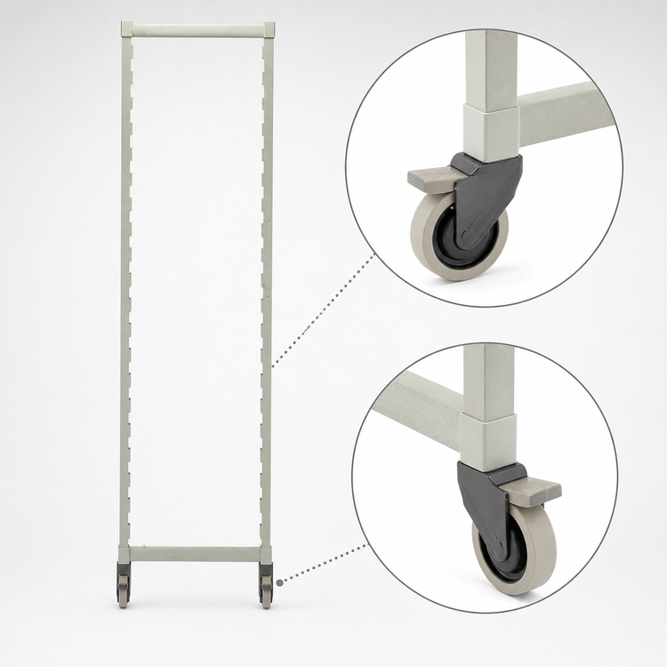 Product image #3 for Cambro Camshelving Premium Series Mobile Post Kit with Rigid Casters, 18W x 75-1/4H, Speckled Gray