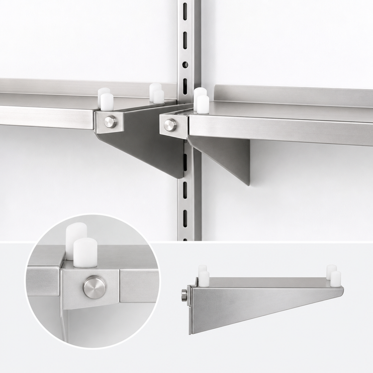 Product image #3 for Eagle Group 24-Inch Stainless Steel Double Knob Shelf Bracket for Cantilevered Shelving Systems