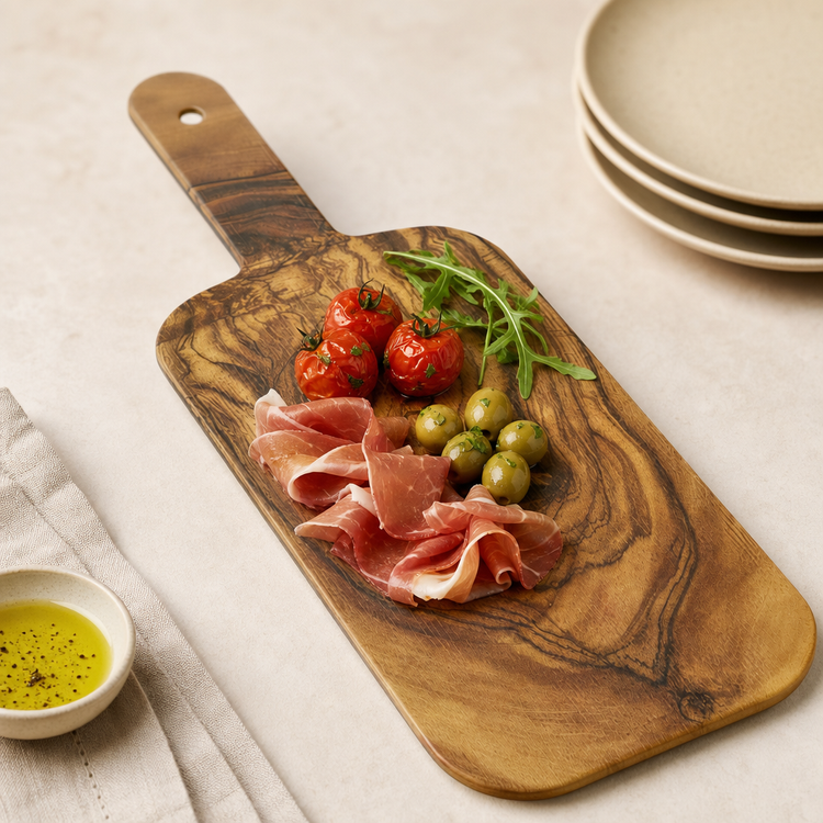 Product image #3 for Naturals Olive Wood Pattern Melamine Serving Peel with Handle, 12 x 6 Inch