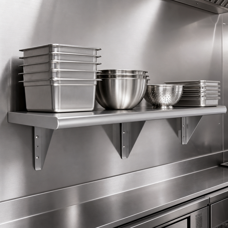 Product image #3 for Heavy-Duty Single Pass-Through Shelf, 60 Inch x 24 Inch, 304 Stainless Steel