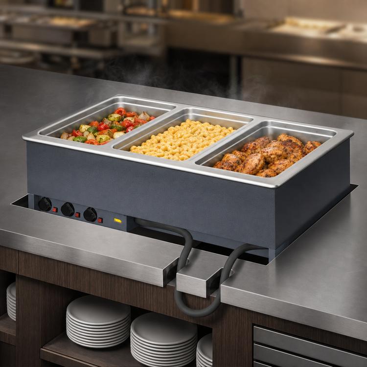 Product image #3 for Vollrath Three-Well Electric Drop-In Hot Food Well with Thermostatic Controls and Manifold Drain