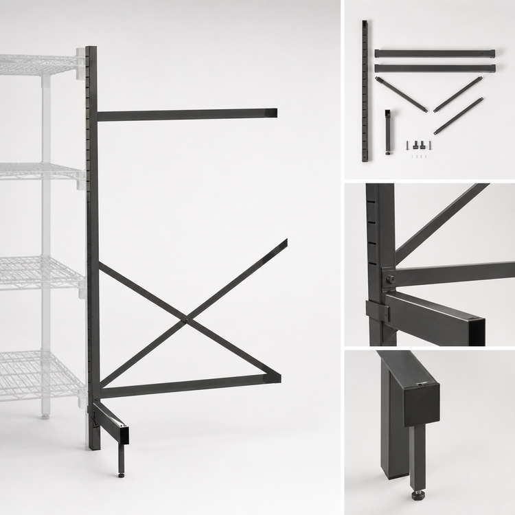 Product image #3 for Metro SmartLever Cantilevered Add-On Unit Kit for 36" W x 30" D Shelves, 86-3/8" H
