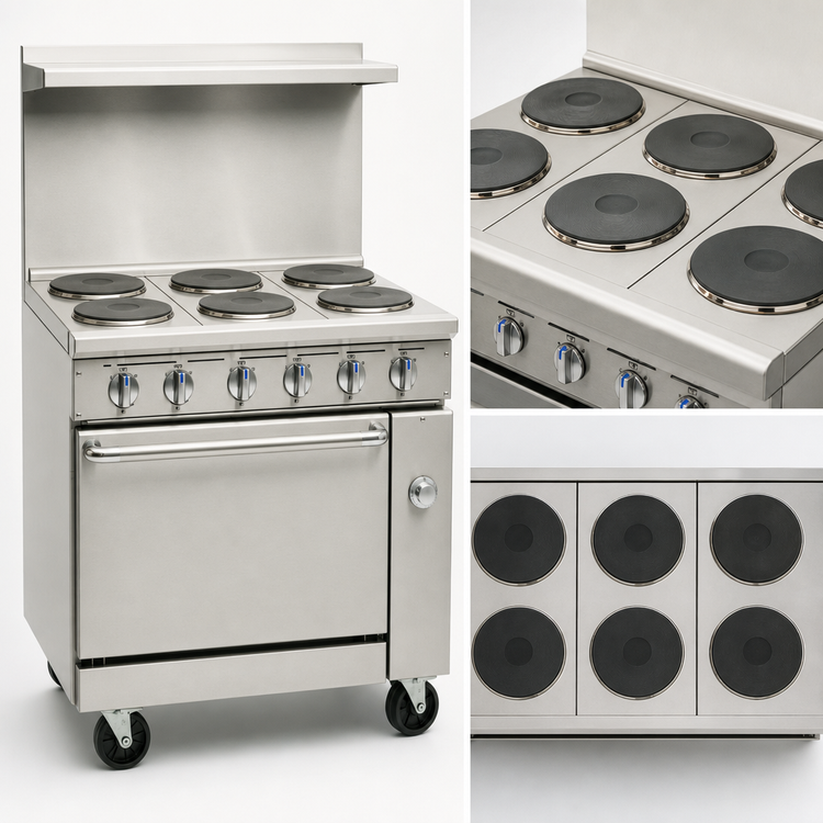 Product image #3 for Imperial Pro Series 36-Inch Electric Restaurant Range with 6 Round Elements, Solid Top, and Convection Oven