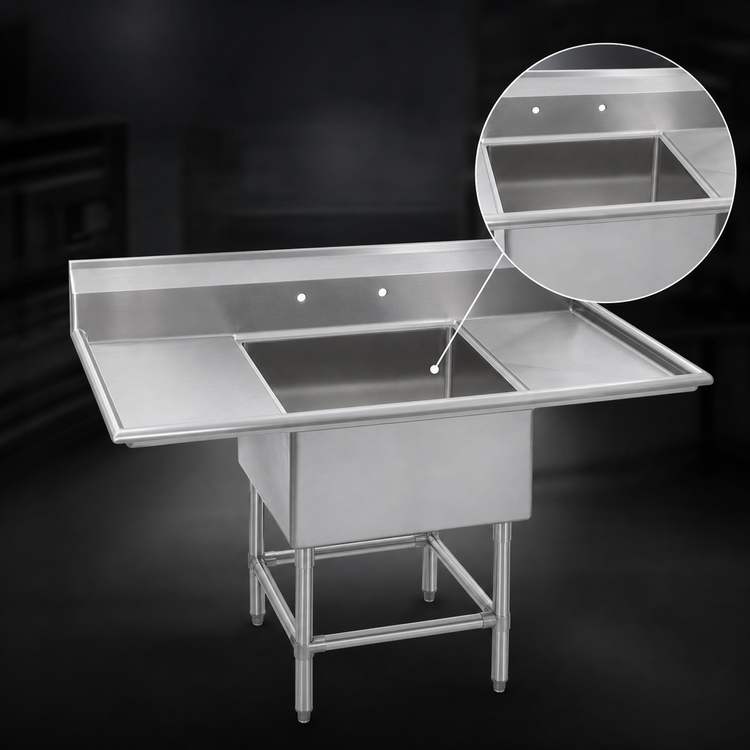 Product image #3 for Spec-Master FN Series 1-Compartment Stainless Steel Sink with Left Drainboard, 49-1/2 x 27 Inches