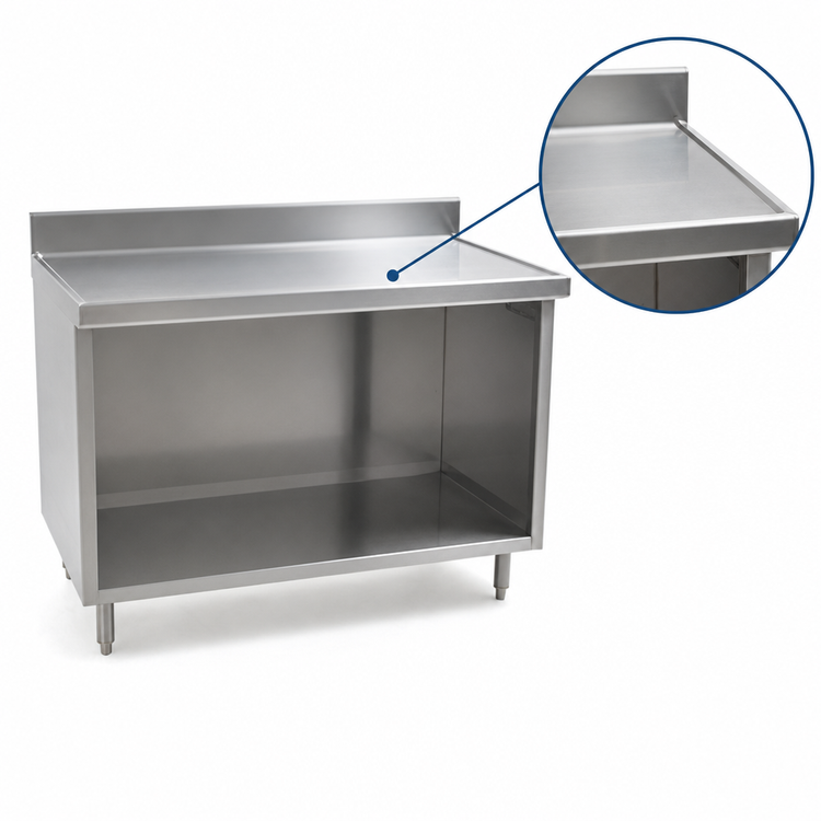 Product image #3 for Eagle Group Spec-Master Marine Series 84" x 24" Stainless Steel Underbar Work Table with Open Front Cabinet Base and 1-1/2" Rear Upturn