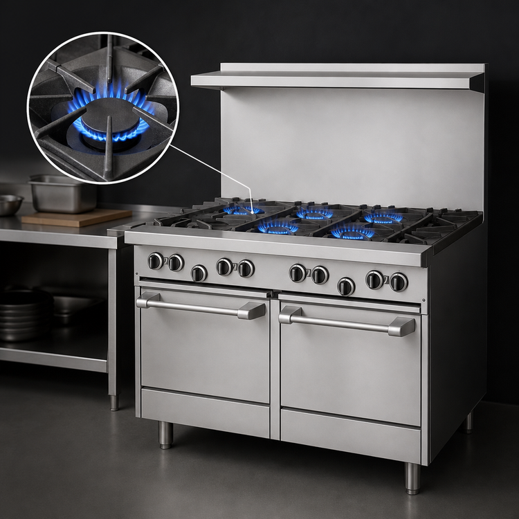 Product image #3 for Garland US Range U-Series 48-Inch Natural Gas Restaurant Range with 4 Open Burners, 24-Inch Griddle, Standard Oven, and Storage Base