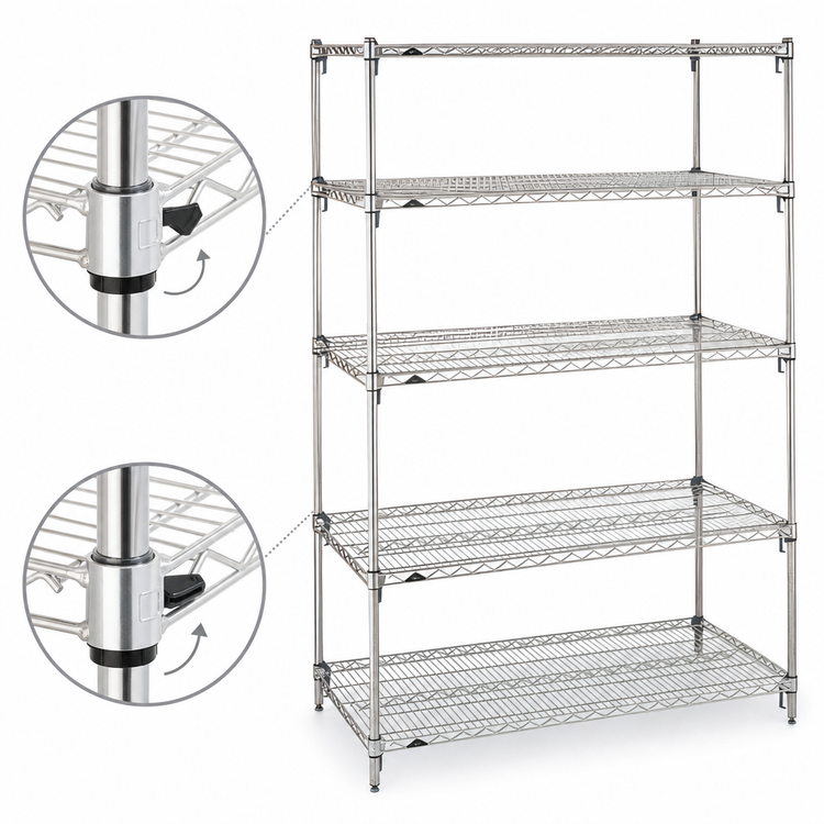 Product image #3 for Metro Super Erecta Super Adjustable Chrome Plated 5-Shelf Wire Starter Shelving Unit, 36W x 21D x 74H