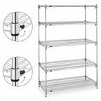Thumbnail image #3 for Metro Super Erecta 5A437C 5-Shelf Chrome Wire Starter Shelving Unit, 36W x 21D x 74H