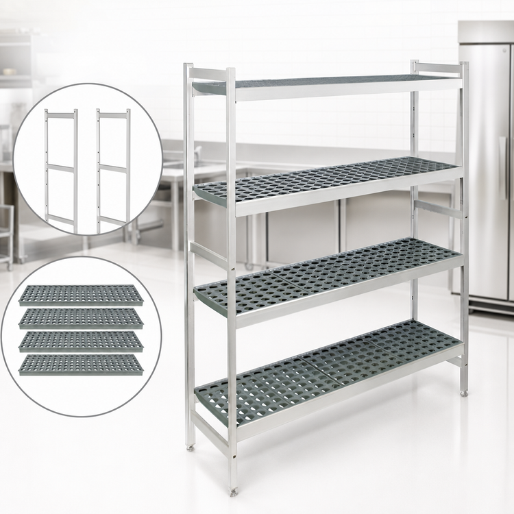 Product image #3 for Fermostock 4-Tier Stationary Polymer Shelving Starter Unit, 31 Inch W x 18 Inch D x 71 Inch H