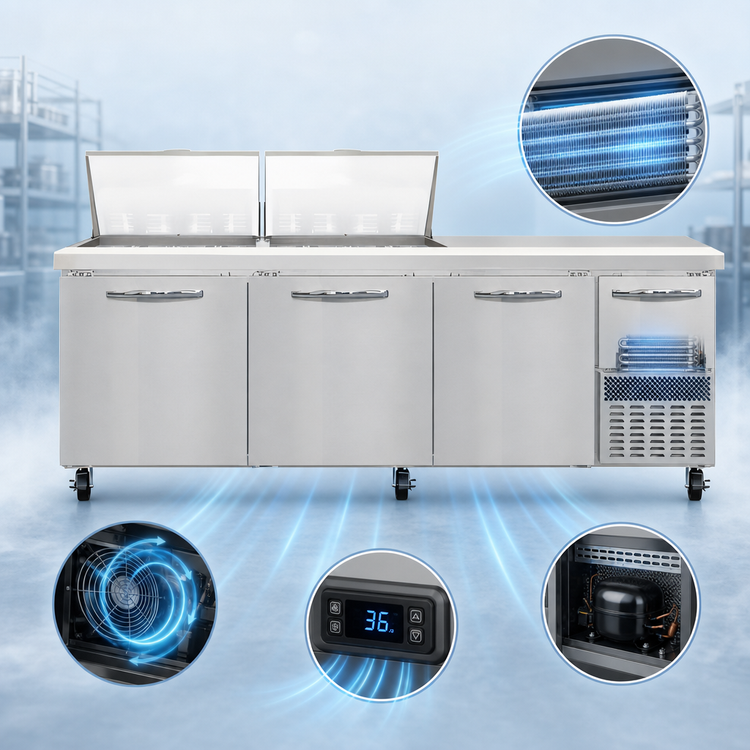 Product image #3 for Continental Refrigerator RA93N24M 93-Inch Mighty Top Refrigerated Sandwich Prep Table with 24 Pans
