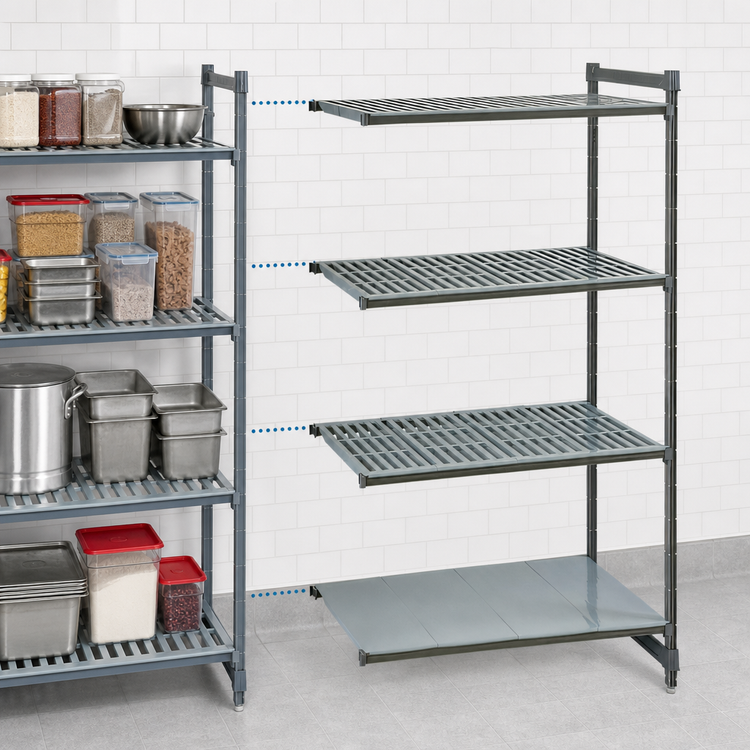Product image #3 for Camshelving Basics Plus 4-Tier Polymer Add-On Shelving Unit, 21 x 42 x 84 Inches, Vented and Solid