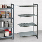 Thumbnail image #3 for Cambro Camshelving® Basics Plus CBA214284VS4580 4-Tier Polymer Add-On Shelving Unit, 21 x 42 x 84 Inches, Vented/Solid, Brushed Graphite