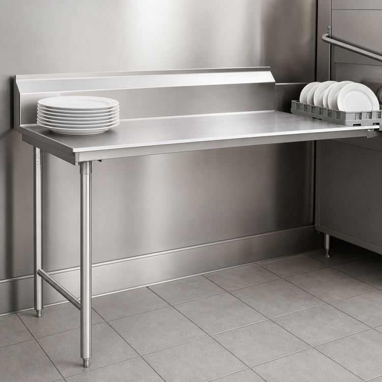 Product image #3 for Eagle Group Straight Clean Dishtable, 96 x 30 Inch, Left-to-Right Operation, 16-Gauge 304 Stainless Steel Top