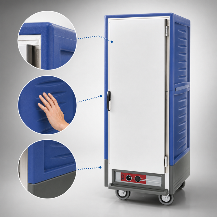 Product image #3 for Metro C5 3 Series Mobile Heated Holding Cabinet, Blue Insulation Armour, Full Height, Solid Doors, Fixed Wire Slides