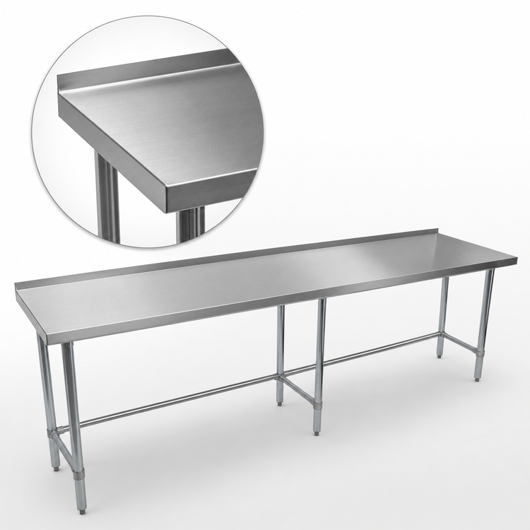 Product image #3 for BK Resources 84 Inch x 18 Inch Open Base Riser Top Stainless Steel Work Table
