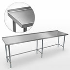 Thumbnail image #3 for BK Resources SVTROB-1884 84 x 18 Inch Open-Base Stainless Steel Work Table with 1-1/2 Inch Rear Riser