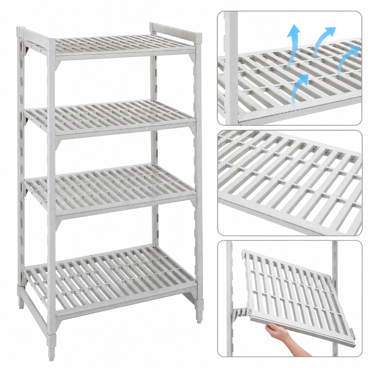 Product image #4 for Cambro Camshelving Premium 4-Shelf Vented Stationary Starter Unit, 18 x 30 x 72 Inches, Speckled Gray