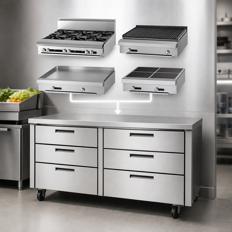 Product image #3 for Garland Polar Cuisine 72-Inch Remote Refrigerator Base with 6 Drawers